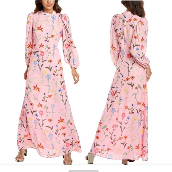 NWT Olivia Rubin Elizabeth floral-print crepe maxi dress Size US 8 - Picture 1 of 10